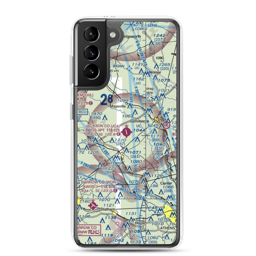 Jackson County Airport (JCA) VFR Sectional Samsung Case Samsung Galaxy S21 Plus model shown
