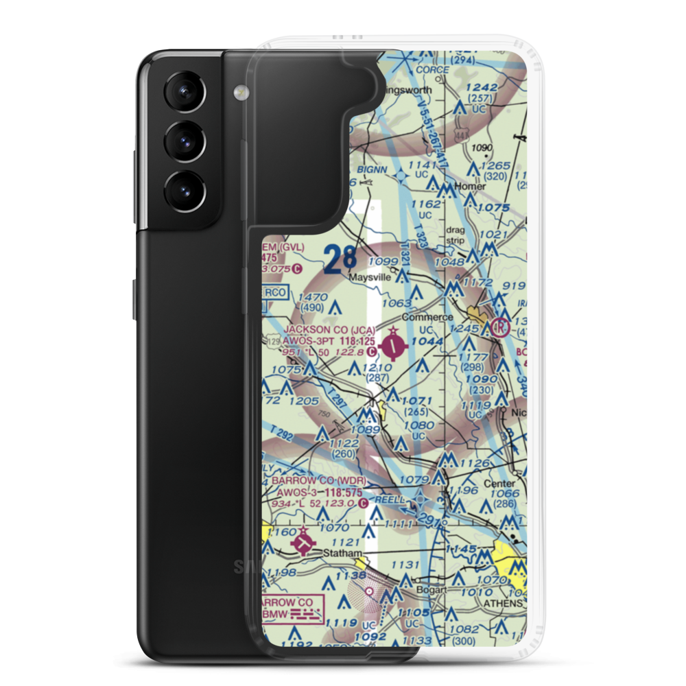 Jackson County Airport (JCA) VFR Sectional Samsung Case Samsung Galaxy S21 Plus model shown