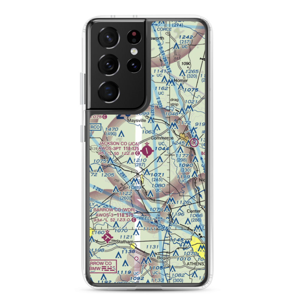 Jackson County Airport (JCA) VFR Sectional Samsung Case Samsung Galaxy S21 Ultra model shown