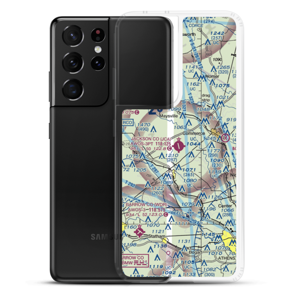 Jackson County Airport (JCA) VFR Sectional Samsung Case Samsung Galaxy S21 Ultra model shown