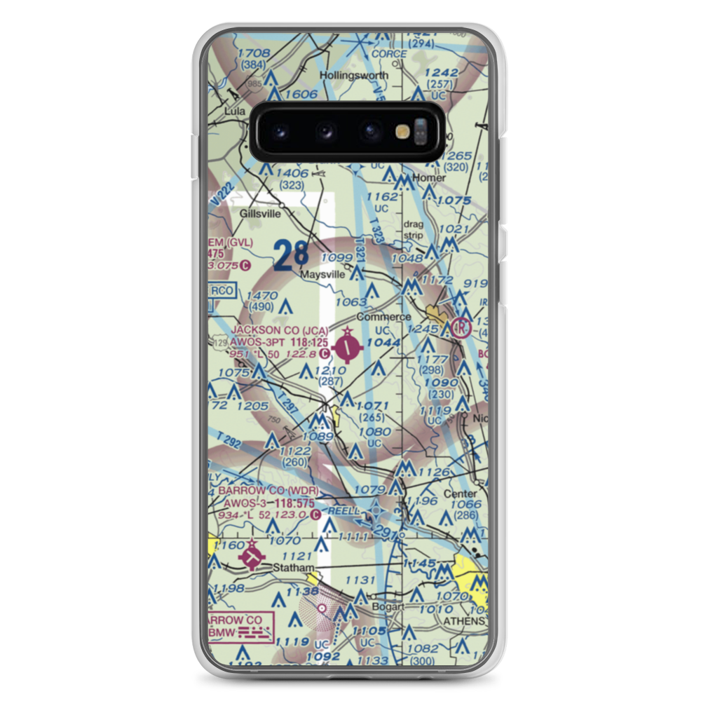 Jackson County Airport (JCA) VFR Sectional Samsung Case Samsung Galaxy S10+ model shown