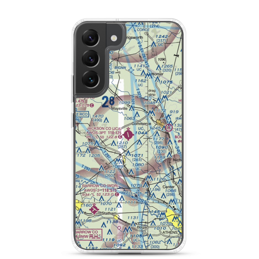 Jackson County Airport (JCA) VFR Sectional Samsung Case Samsung Galaxy S22 Plus model shown