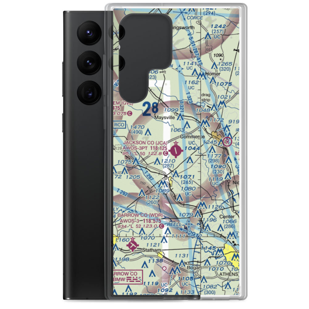 Jackson County Airport (JCA) VFR Sectional Samsung Case Samsung Galaxy S22 Ultra model shown