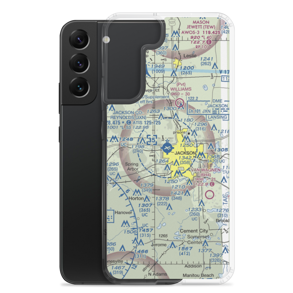 Jackson County Reynolds Field (JXN) VFR Sectional Samsung Case Samsung Galaxy S22 Plus model shown