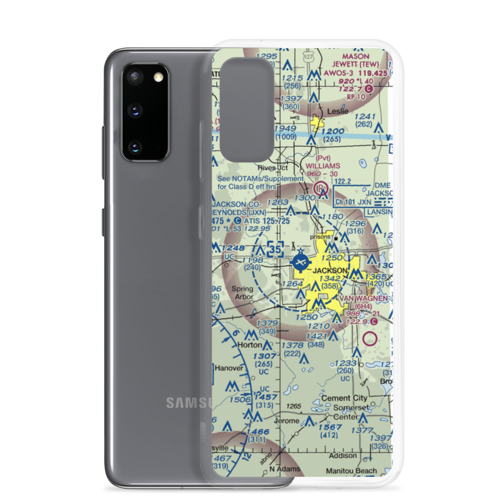 Jackson County Reynolds Field (JXN) VFR Sectional Samsung Case Samsung Galaxy S20 model shown