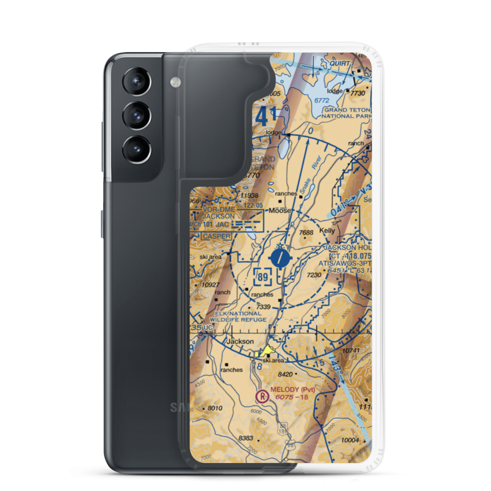 Jackson Hole Airport (JAC) VFR Sectional Samsung Case Samsung Galaxy S21 model shown