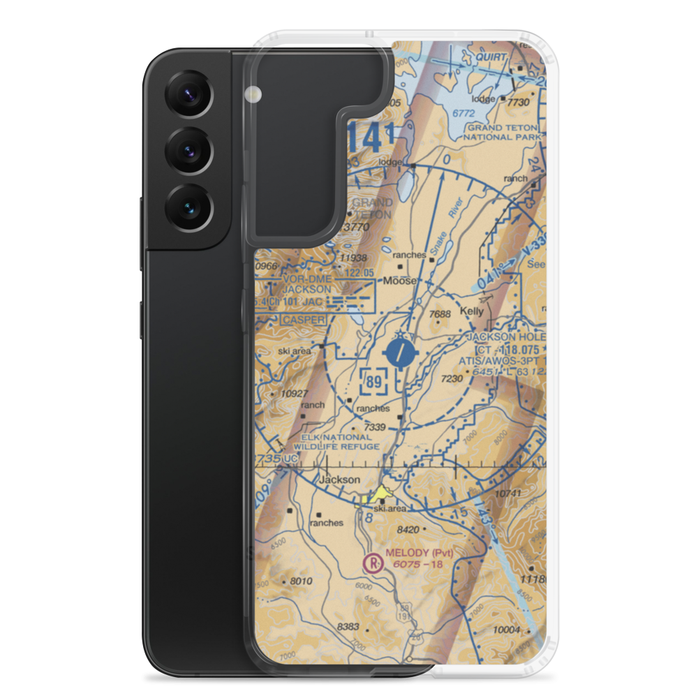 Jackson Hole Airport (JAC) VFR Sectional Samsung Case Samsung Galaxy S22 Plus model shown
