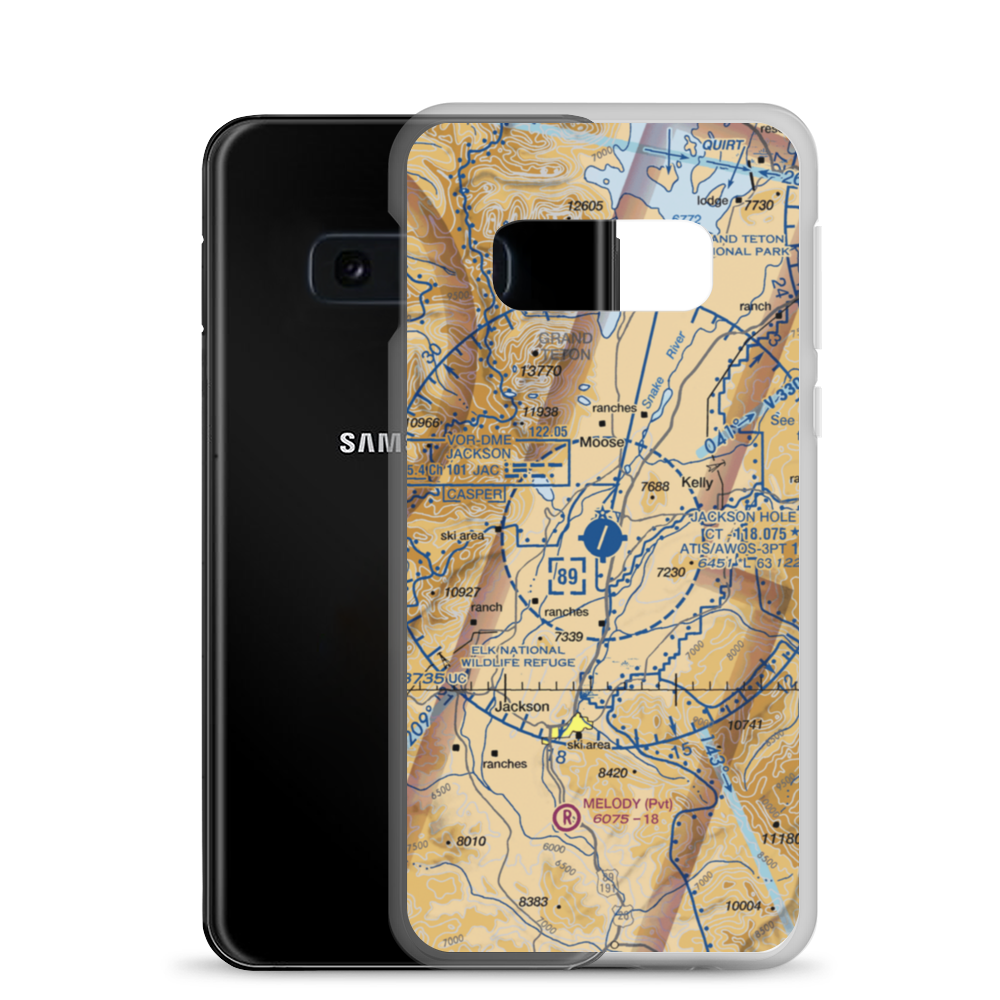 Jackson Hole Airport (JAC) VFR Sectional Samsung Case Samsung Galaxy S10e model shown