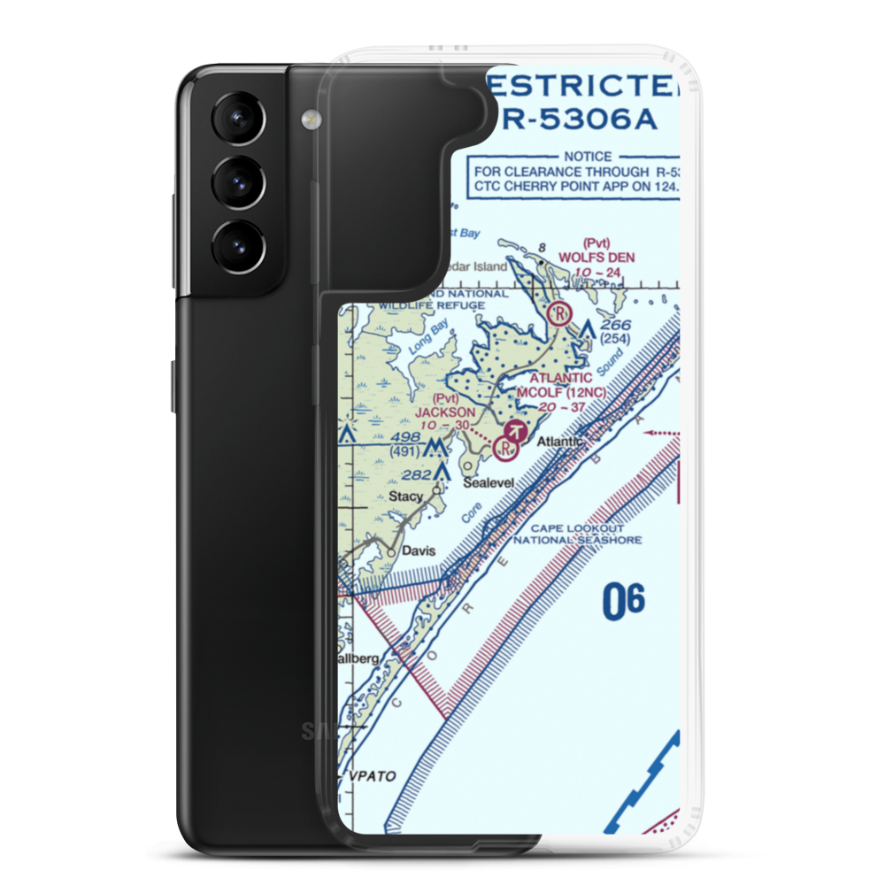 Jackson Private Airport (NC54) VFR Sectional Samsung Case Samsung Galaxy S21 Plus model shown