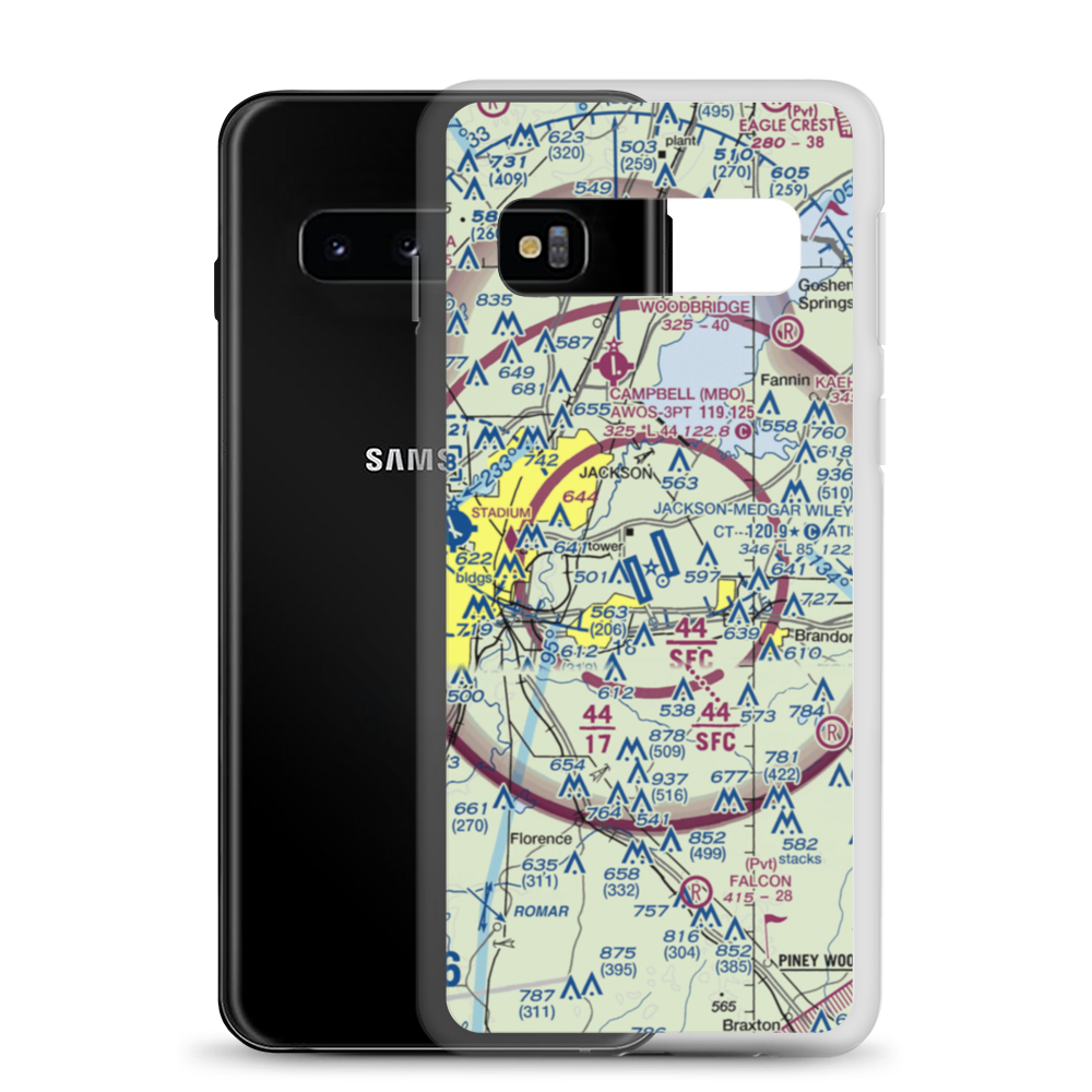 Jackson-Medgar Wiley Evers International Airport (JAN) VFR Sectional Samsung Case Samsung Galaxy S10 model shown