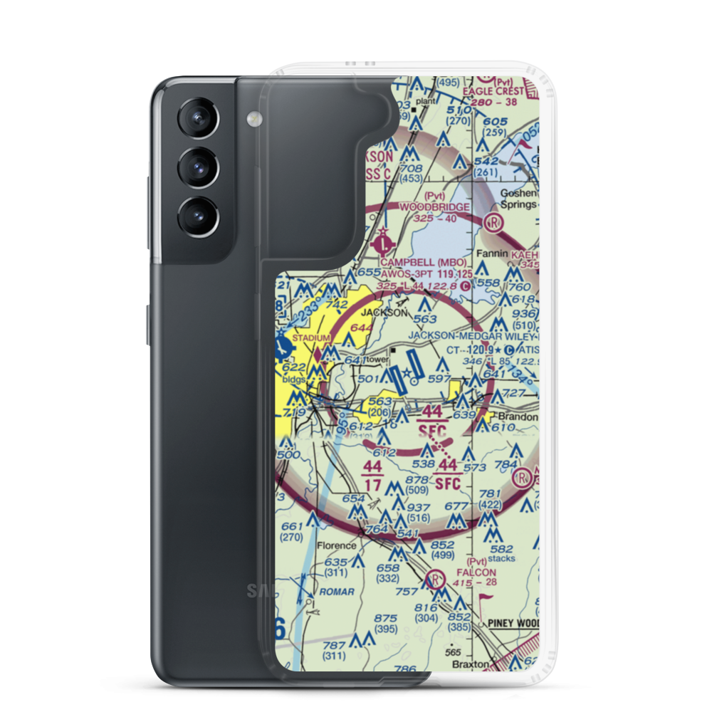 Jackson-Medgar Wiley Evers International Airport (JAN) VFR Sectional Samsung Case Samsung Galaxy S21 model shown