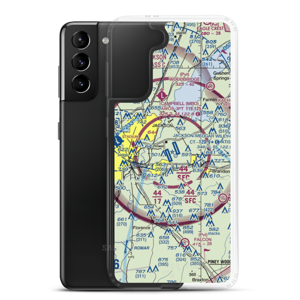 Jackson-Medgar Wiley Evers International Airport (JAN) VFR Sectional Samsung Case Samsung Galaxy S21 Plus model shown