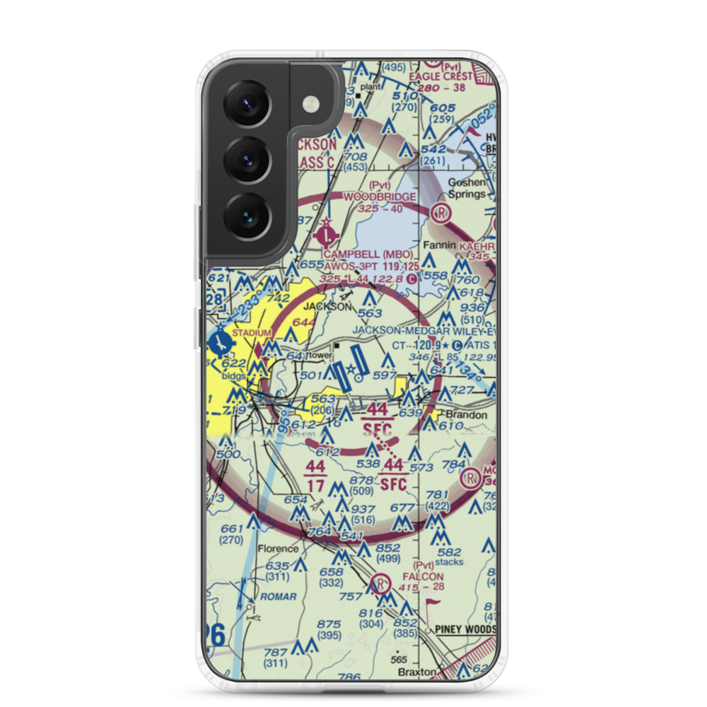 Jackson-Medgar Wiley Evers International Airport (JAN) VFR Sectional Samsung Case Samsung Galaxy S22 Plus model shown