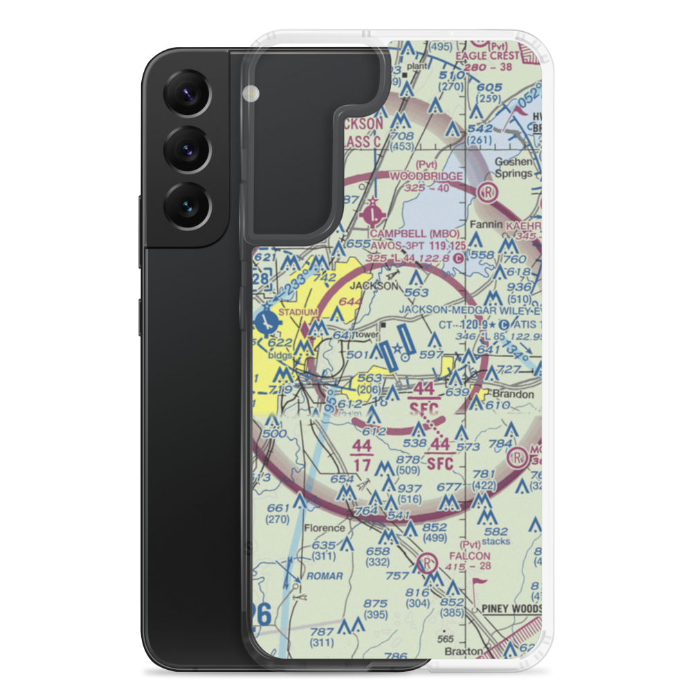 Jackson-Medgar Wiley Evers International Airport (JAN) VFR Sectional Samsung Case Samsung Galaxy S22 Plus model shown