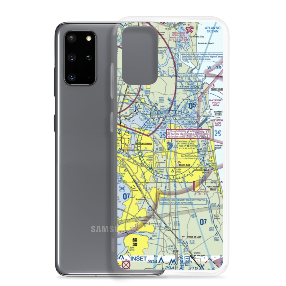 Jacksonville Executive at Craig Airport (CRG) VFR Sectional Samsung Case Samsung Galaxy S20 Plus model shown