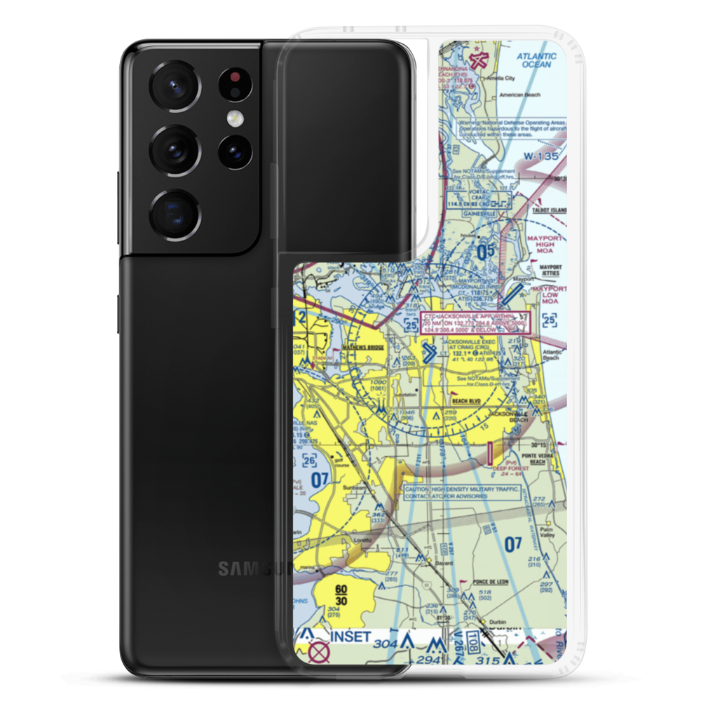 Jacksonville Executive at Craig Airport (CRG) VFR Sectional Samsung Case Samsung Galaxy S21 Ultra model shown