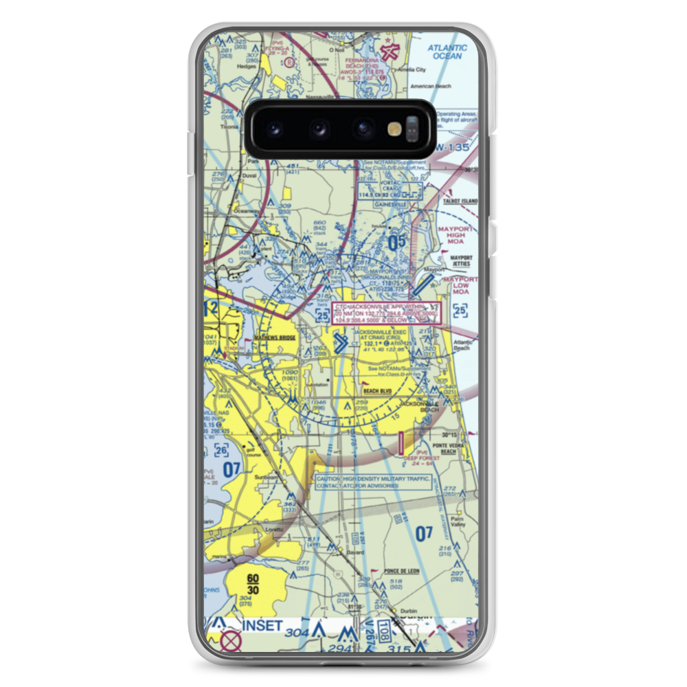 Jacksonville Executive at Craig Airport (CRG) VFR Sectional Samsung Case Samsung Galaxy S10+ model shown