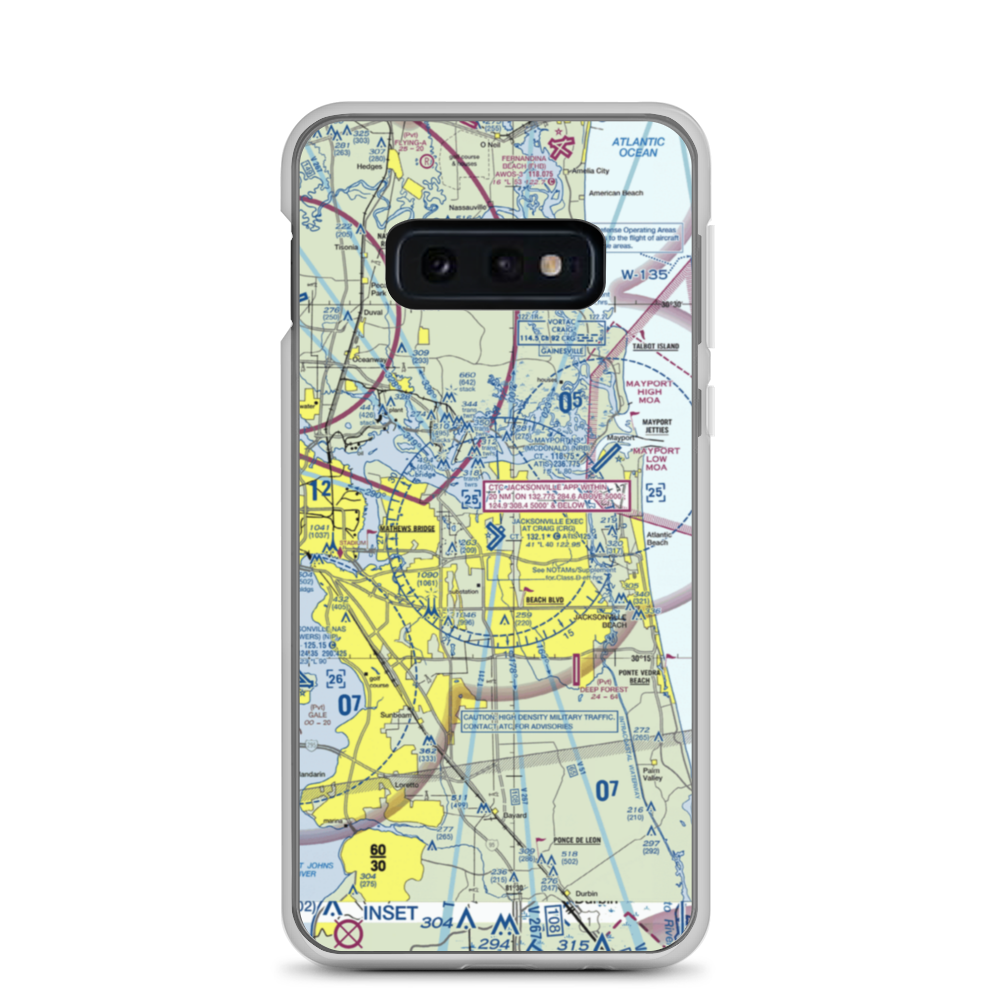 Jacksonville Executive at Craig Airport (CRG) VFR Sectional Samsung Case Samsung Galaxy S10e model shown