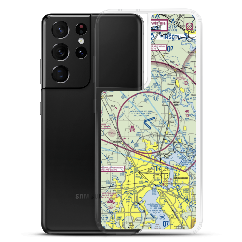 Jacksonville International Airport (JAX) VFR Sectional Samsung Case Samsung Galaxy S21 Ultra model shown