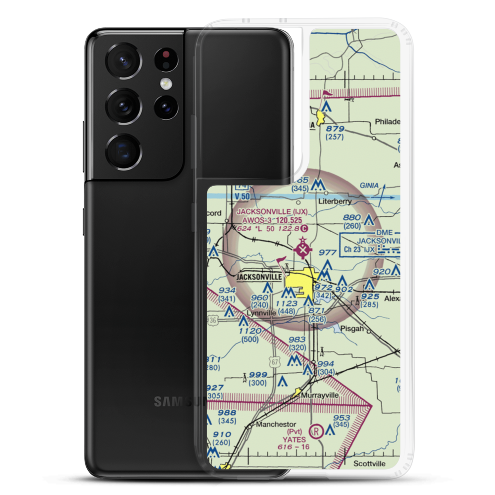 Jacksonville Municipal Airport (IJX) VFR Sectional Samsung Case Samsung Galaxy S21 Ultra model shown