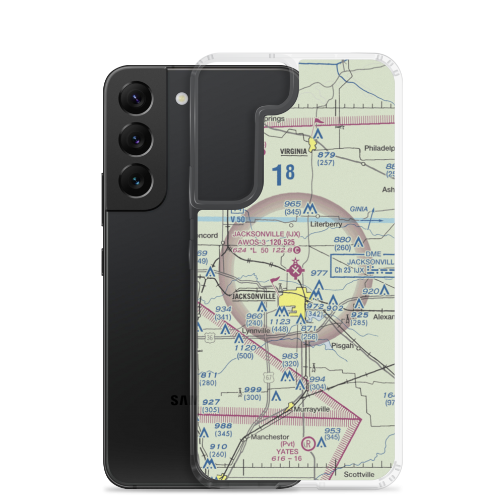 Jacksonville Municipal Airport (IJX) VFR Sectional Samsung Case Samsung Galaxy S22 model shown