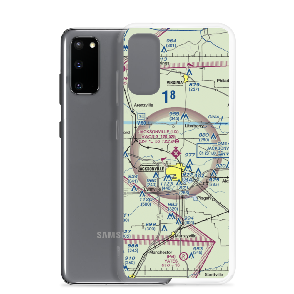 Jacksonville Municipal Airport (IJX) VFR Sectional Samsung Case Samsung Galaxy S20 model shown