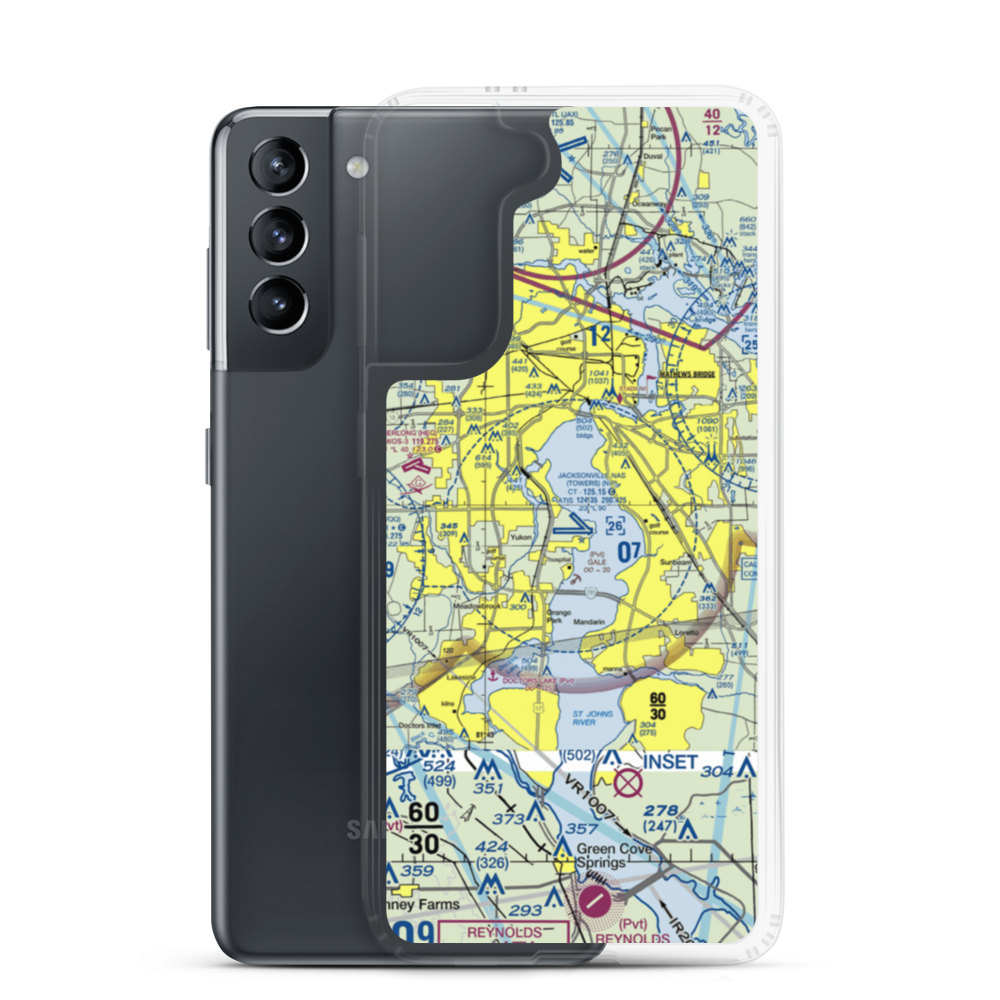 Jacksonville Naval Air Station (Towers Field) (NIP) VFR Sectional Samsung Case Samsung Galaxy S21 model shown