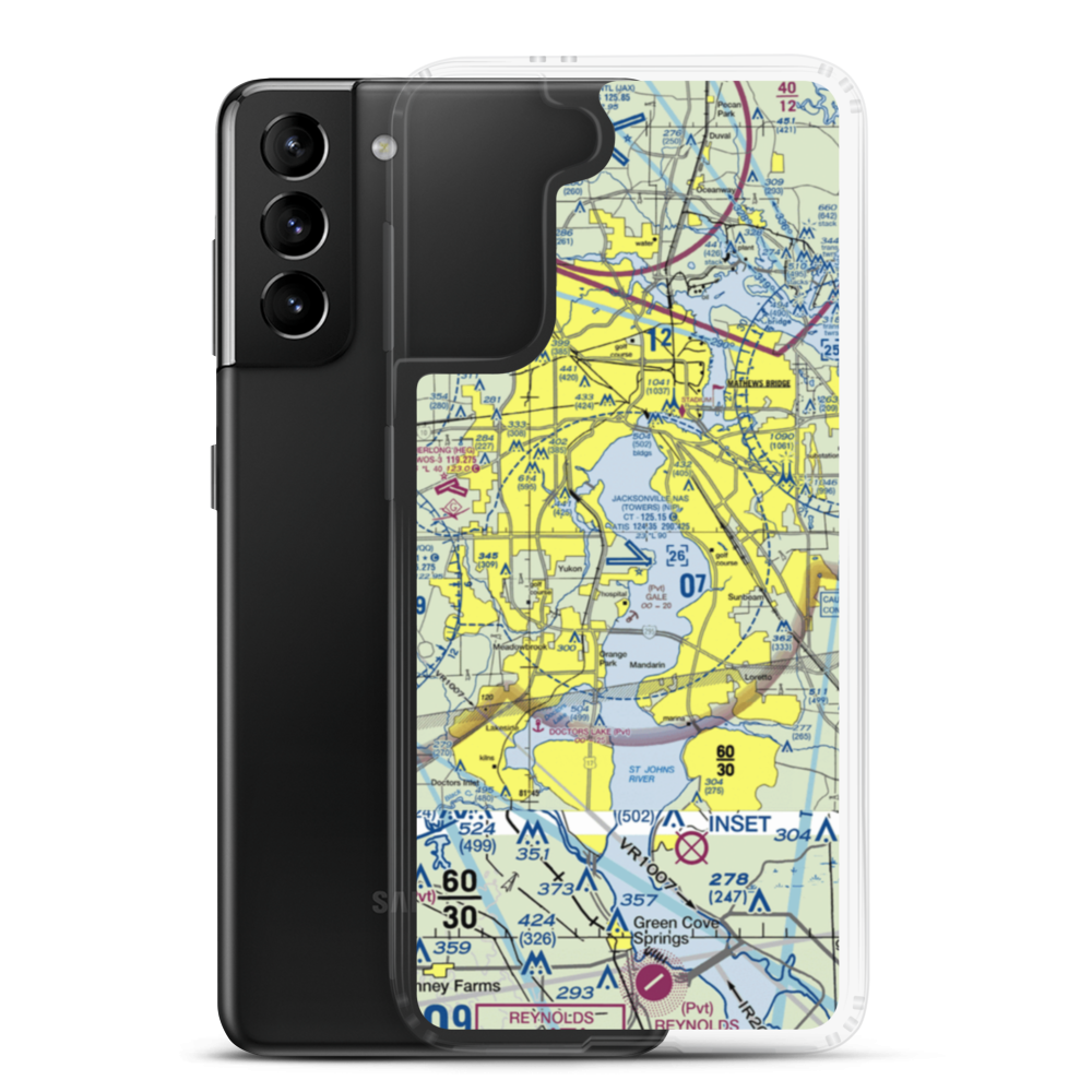 Jacksonville Naval Air Station (Towers Field) (NIP) VFR Sectional Samsung Case Samsung Galaxy S21 Plus model shown