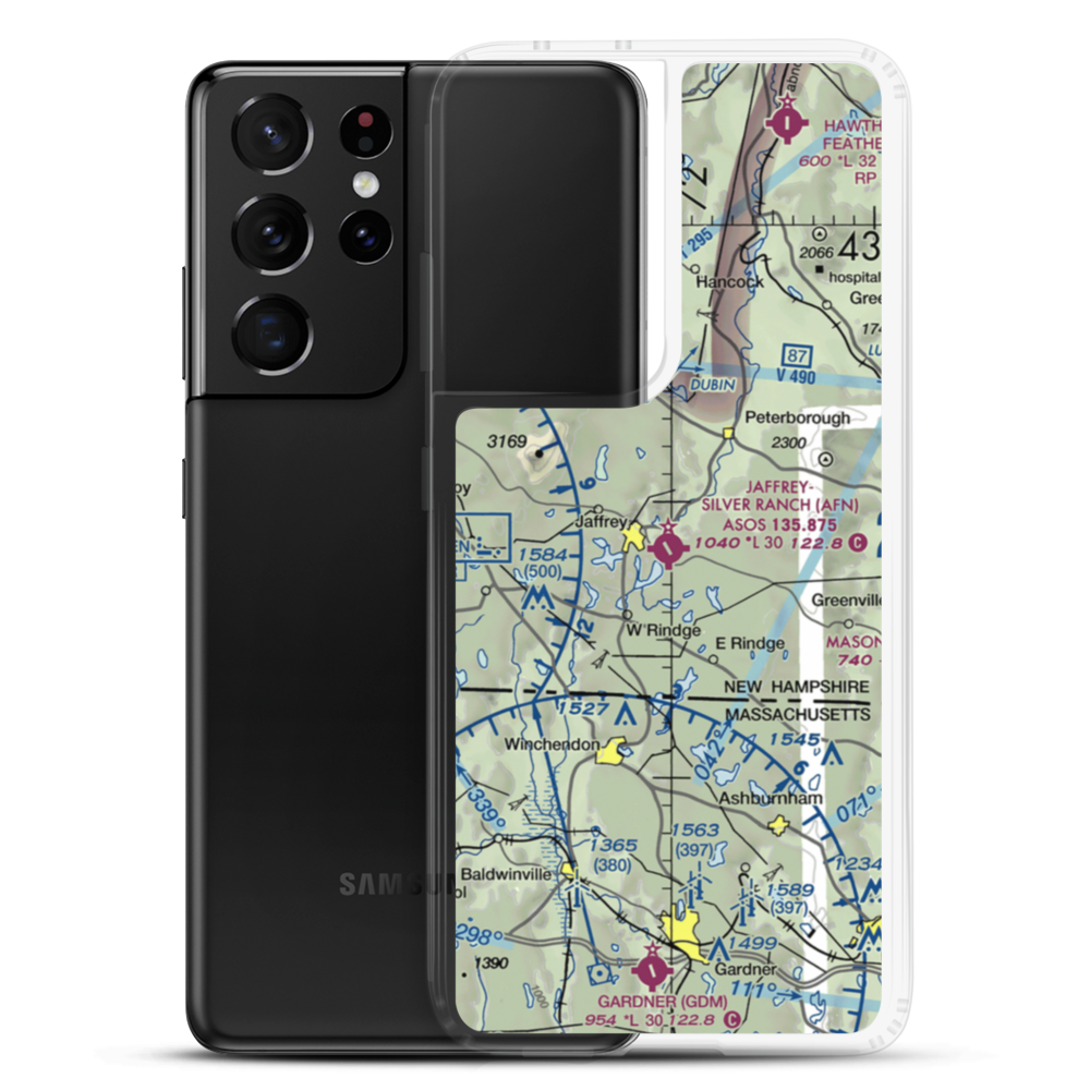 Jaffrey Airport Silver Ranch Airport (AFN) VFR Sectional Samsung Case Samsung Galaxy S21 Ultra model shown