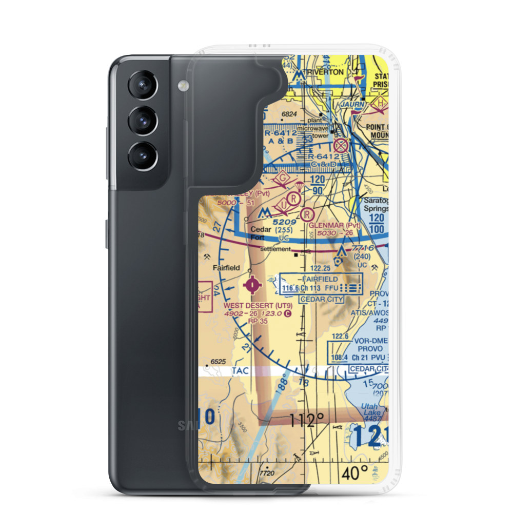 Jake Garn Airport (17U) VFR Sectional Samsung Case Samsung Galaxy S21 model shown