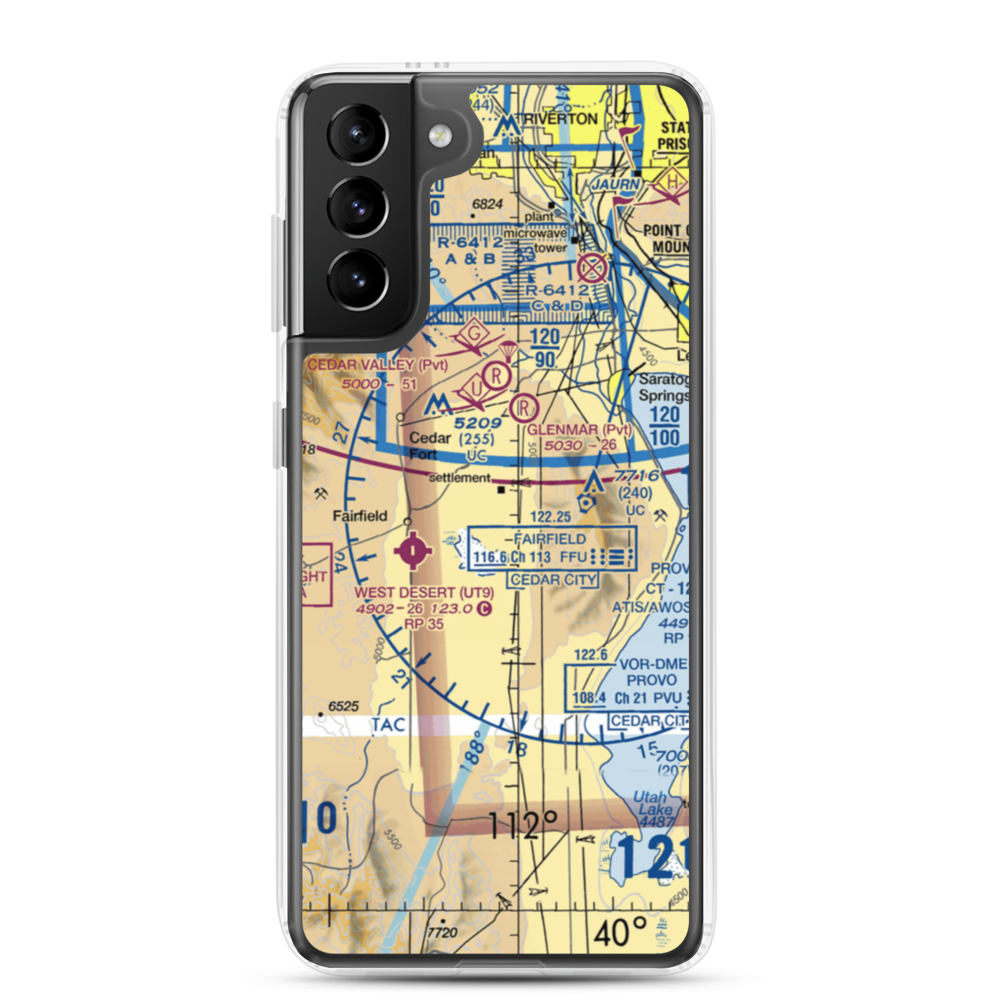 Jake Garn Airport (17U) VFR Sectional Samsung Case Samsung Galaxy S21 Plus model shown
