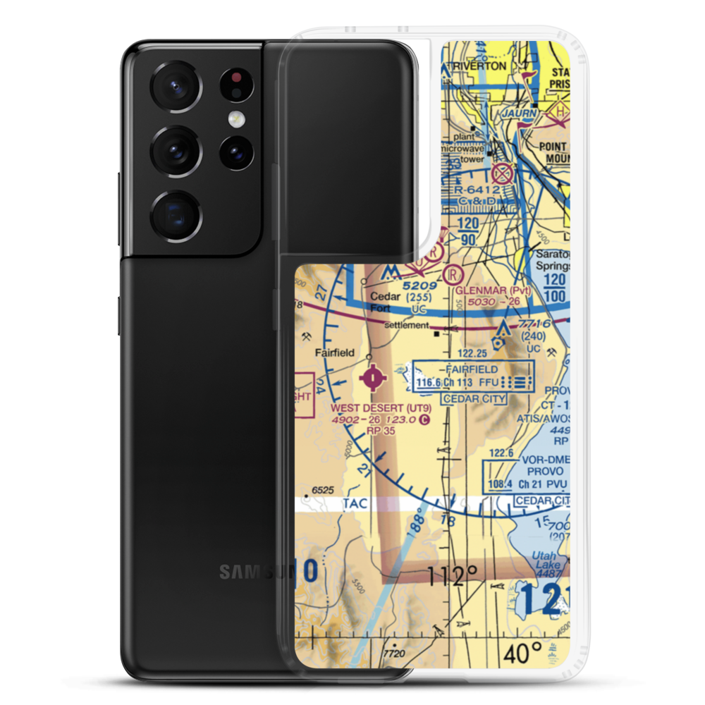 Jake Garn Airport (17U) VFR Sectional Samsung Case Samsung Galaxy S21 Ultra model shown