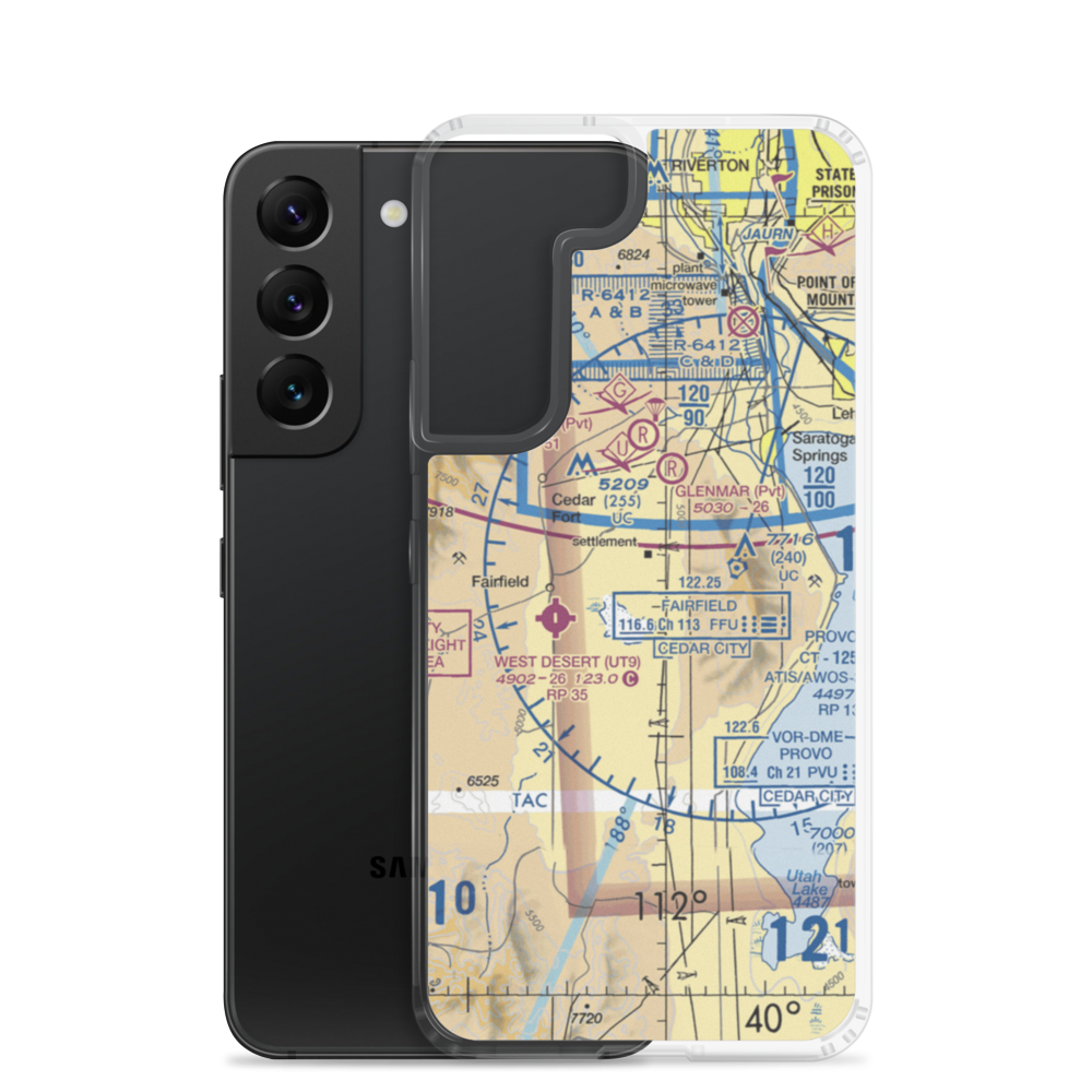 Jake Garn Airport (17U) VFR Sectional Samsung Case Samsung Galaxy S22 model shown