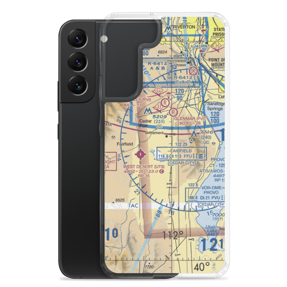 Jake Garn Airport (17U) VFR Sectional Samsung Case Samsung Galaxy S22 Plus model shown