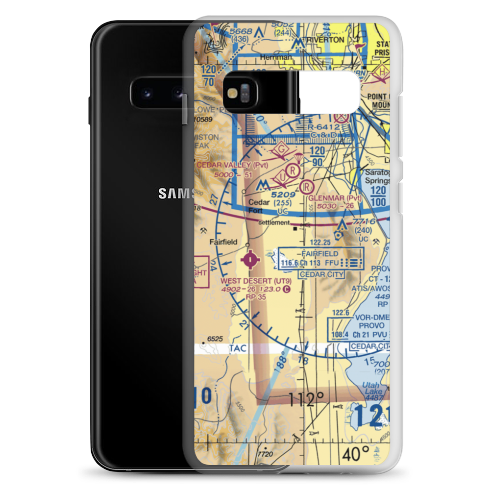 Jake Garn Airport (17U) VFR Sectional Samsung Case Samsung Galaxy S10+ model shown
