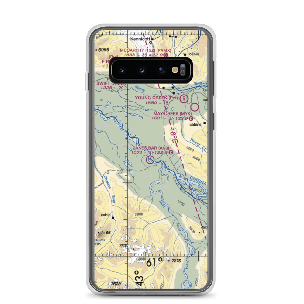 Jakes Bar Airport (AK0) VFR Sectional Samsung Case Samsung Galaxy S10 model shown