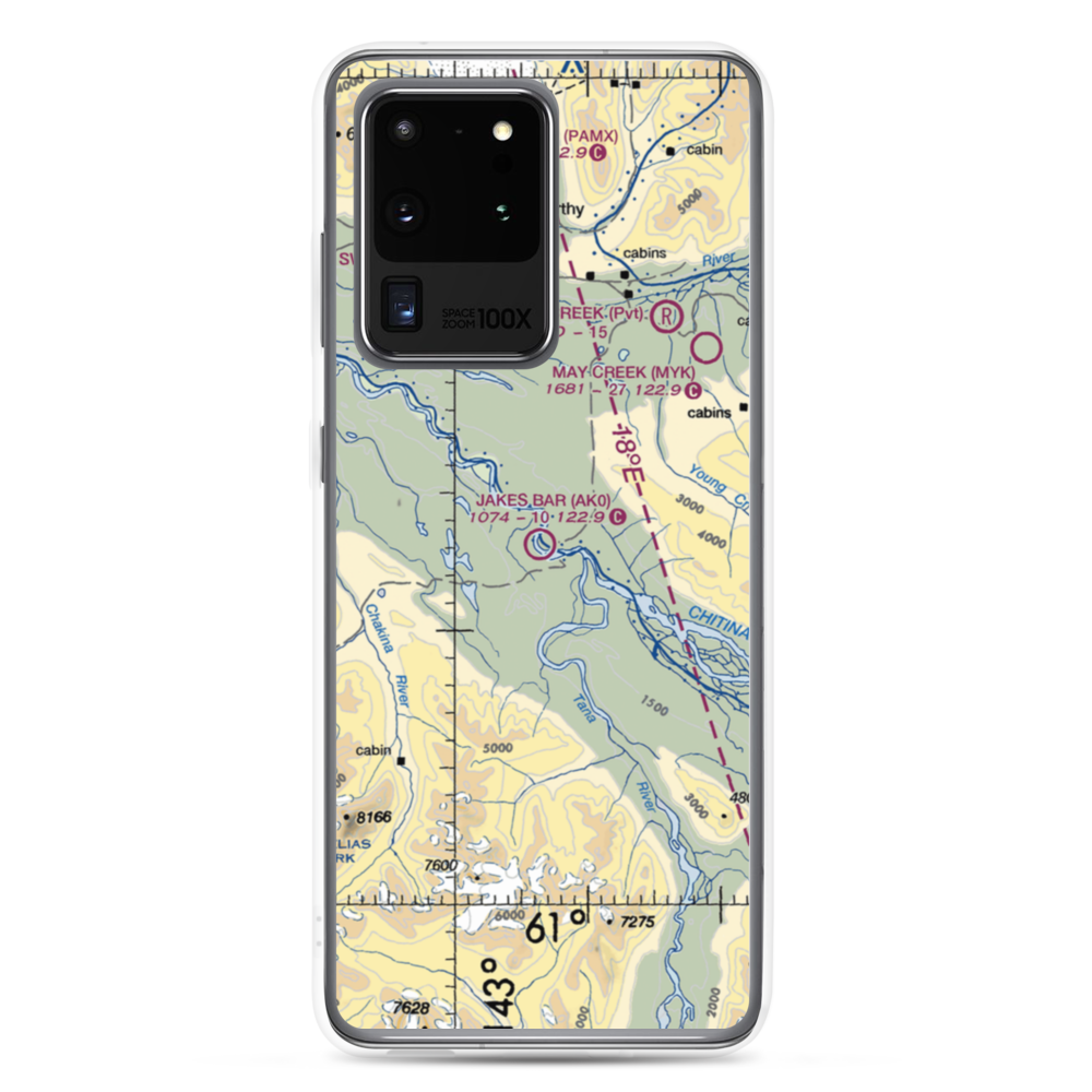 Jakes Bar Airport (AK0) VFR Sectional Samsung Case Samsung Galaxy S20 Ultra model shown
