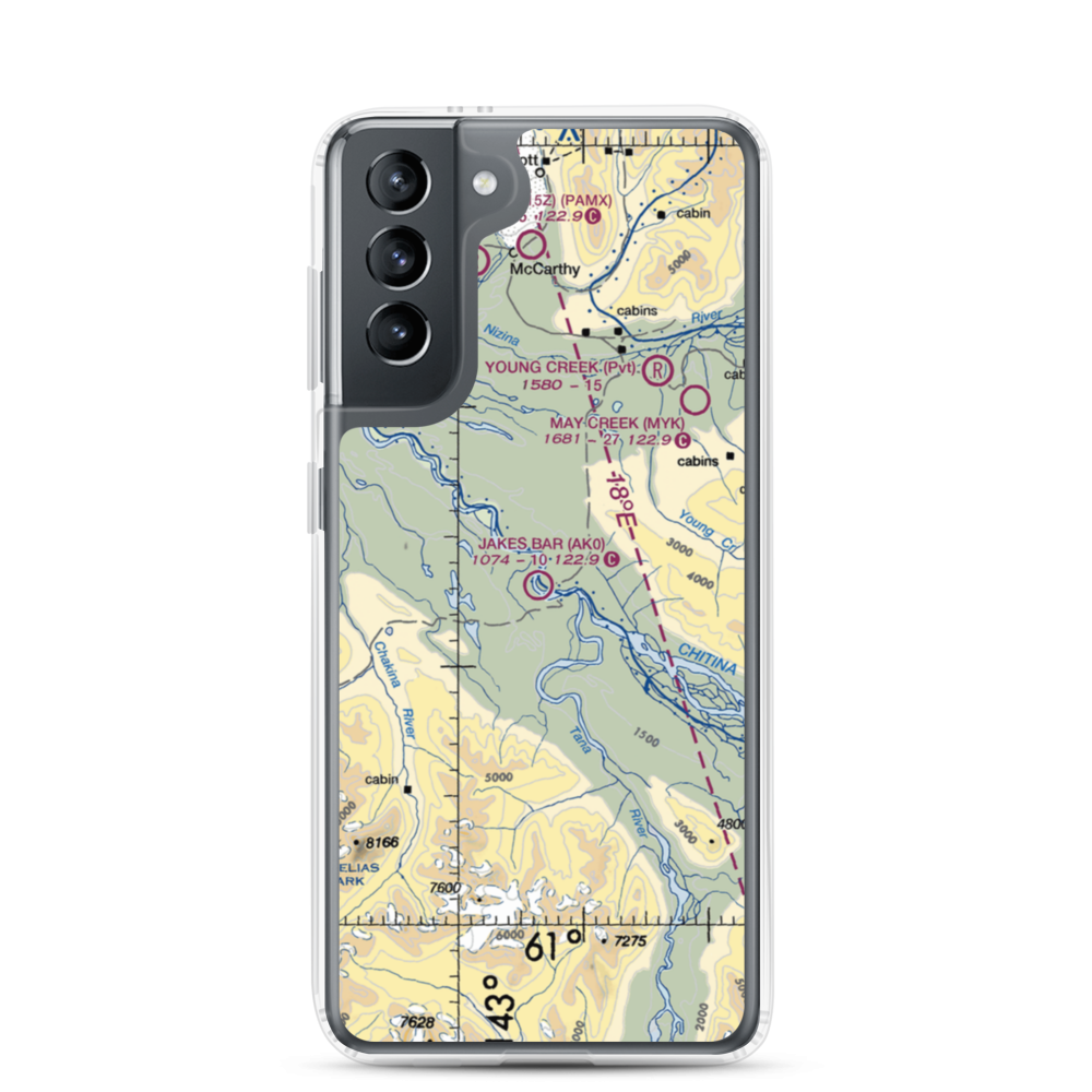 Jakes Bar Airport (AK0) VFR Sectional Samsung Case Samsung Galaxy S21 model shown
