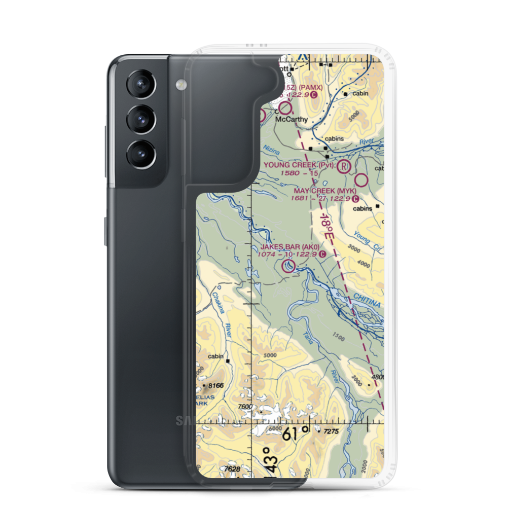 Jakes Bar Airport (AK0) VFR Sectional Samsung Case Samsung Galaxy S21 model shown