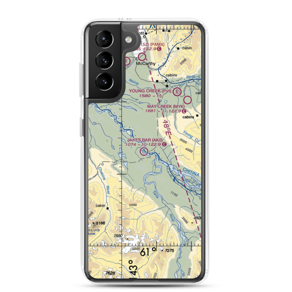Jakes Bar Airport (AK0) VFR Sectional Samsung Case Samsung Galaxy S21 Plus model shown