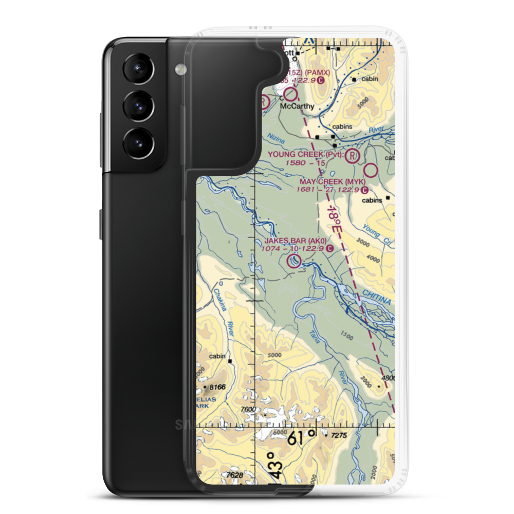 Jakes Bar Airport (AK0) VFR Sectional Samsung Case Samsung Galaxy S21 Plus model shown