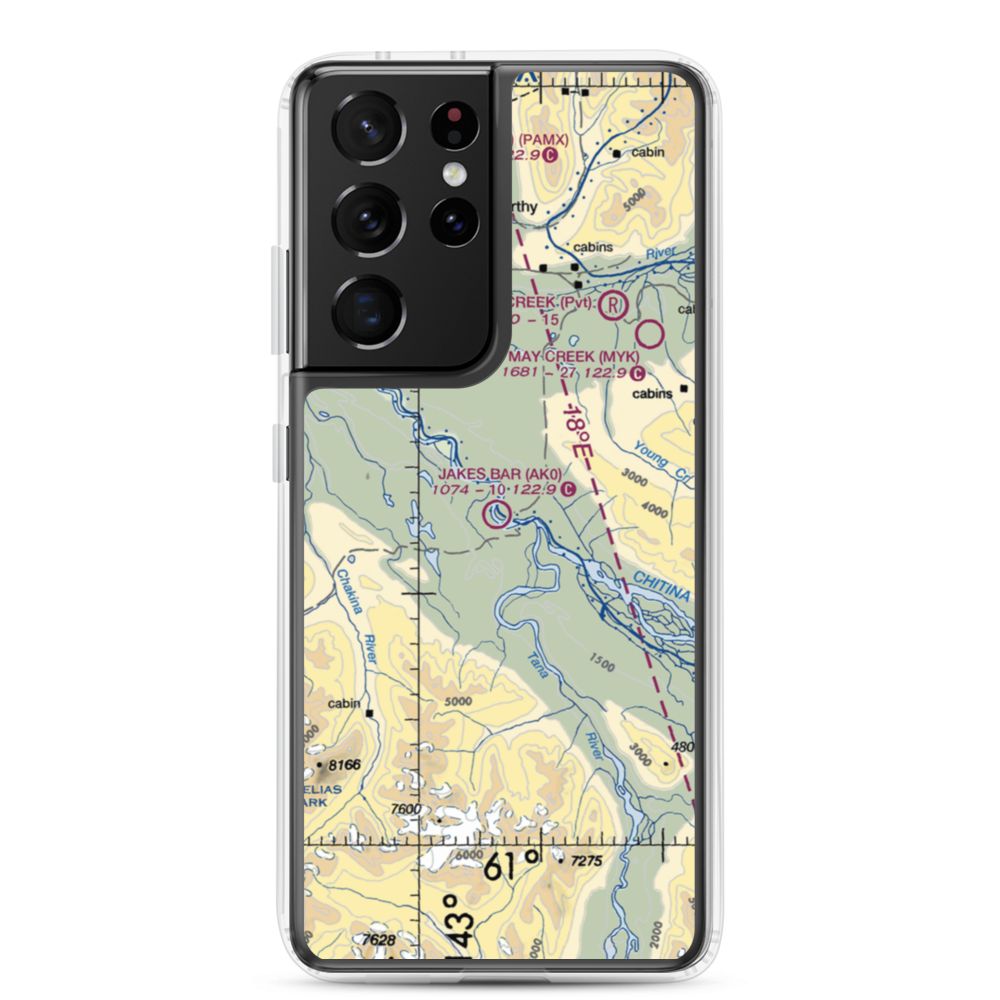 Jakes Bar Airport (AK0) VFR Sectional Samsung Case Samsung Galaxy S21 Ultra model shown