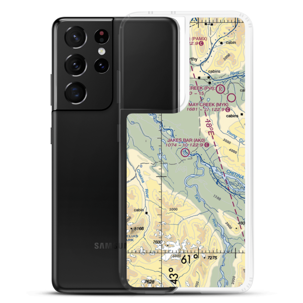 Jakes Bar Airport (AK0) VFR Sectional Samsung Case Samsung Galaxy S21 Ultra model shown