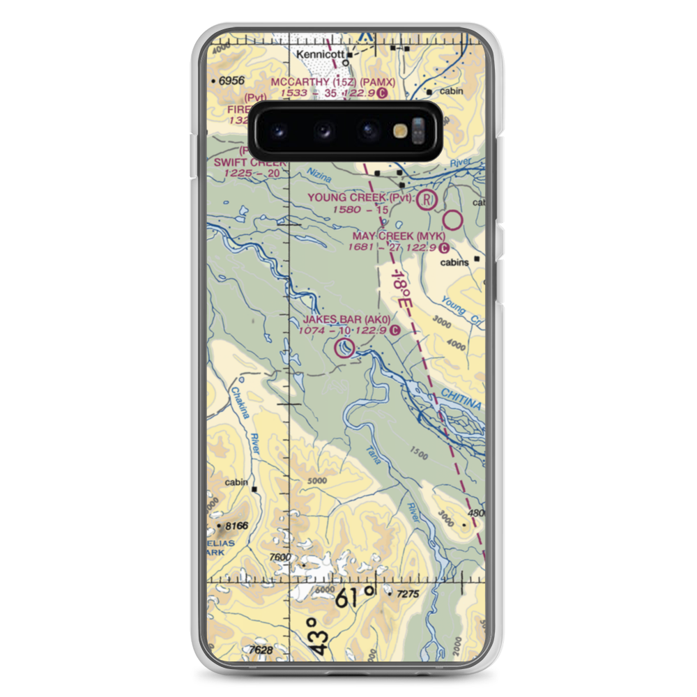 Jakes Bar Airport (AK0) VFR Sectional Samsung Case Samsung Galaxy S10+ model shown