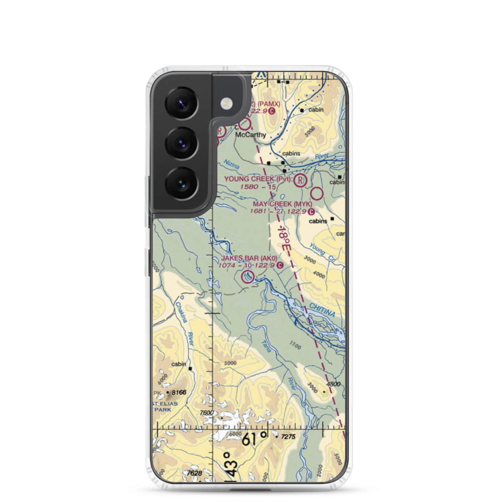 Jakes Bar Airport (AK0) VFR Sectional Samsung Case Samsung Galaxy S22 model shown