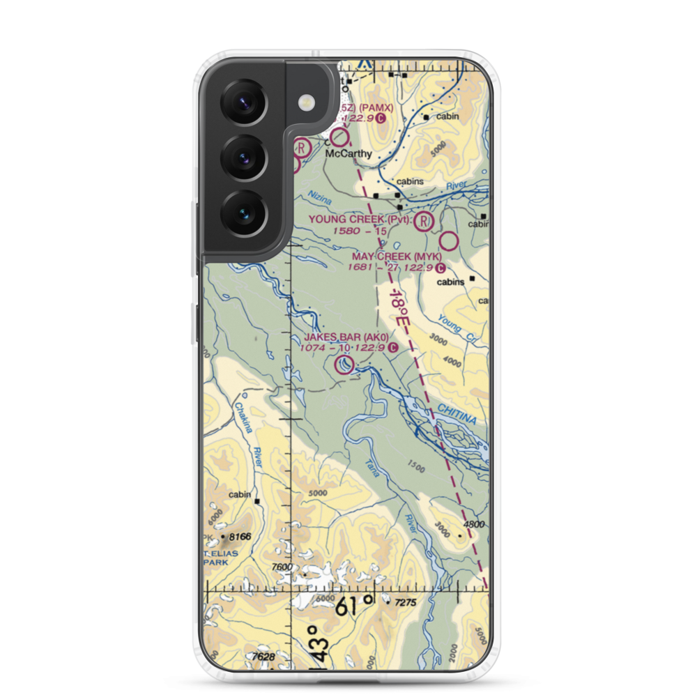 Jakes Bar Airport (AK0) VFR Sectional Samsung Case Samsung Galaxy S22 Plus model shown
