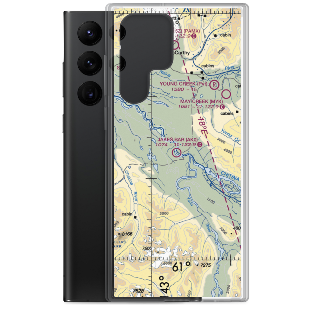 Jakes Bar Airport (AK0) VFR Sectional Samsung Case Samsung Galaxy S22 Ultra model shown