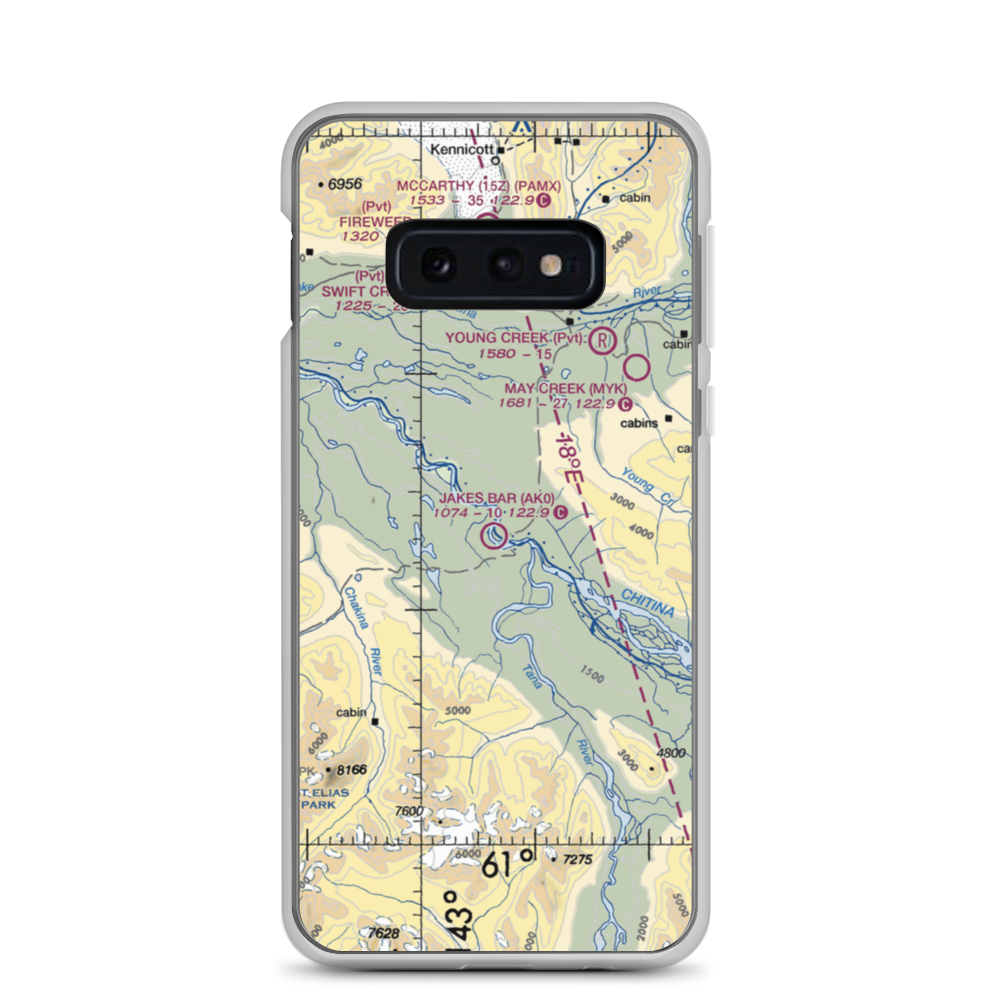 Jakes Bar Airport (AK0) VFR Sectional Samsung Case Samsung Galaxy S10e model shown
