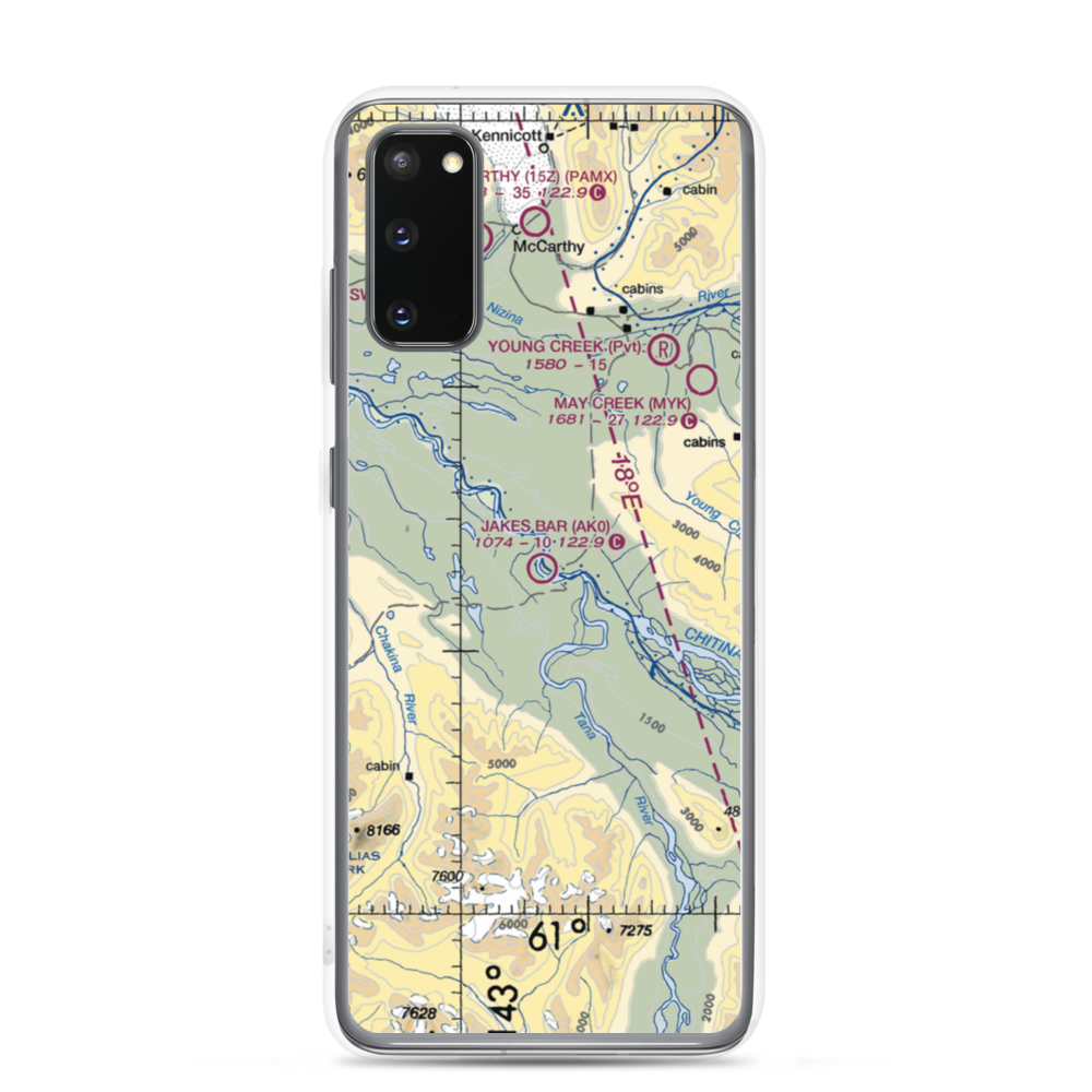Jakes Bar Airport (AK0) VFR Sectional Samsung Case Samsung Galaxy S20 model shown