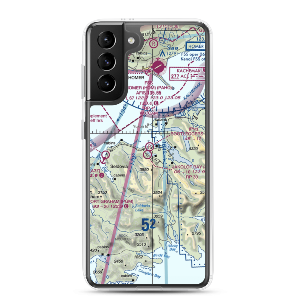 Jakolof Bay Airport (4Z9) VFR Sectional Samsung Case Samsung Galaxy S21 Plus model shown